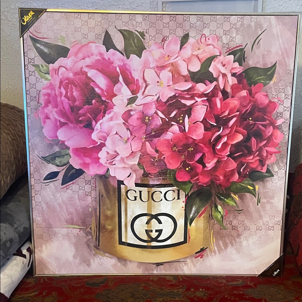 Gucci Pink Floral Canvas with Gold Accents